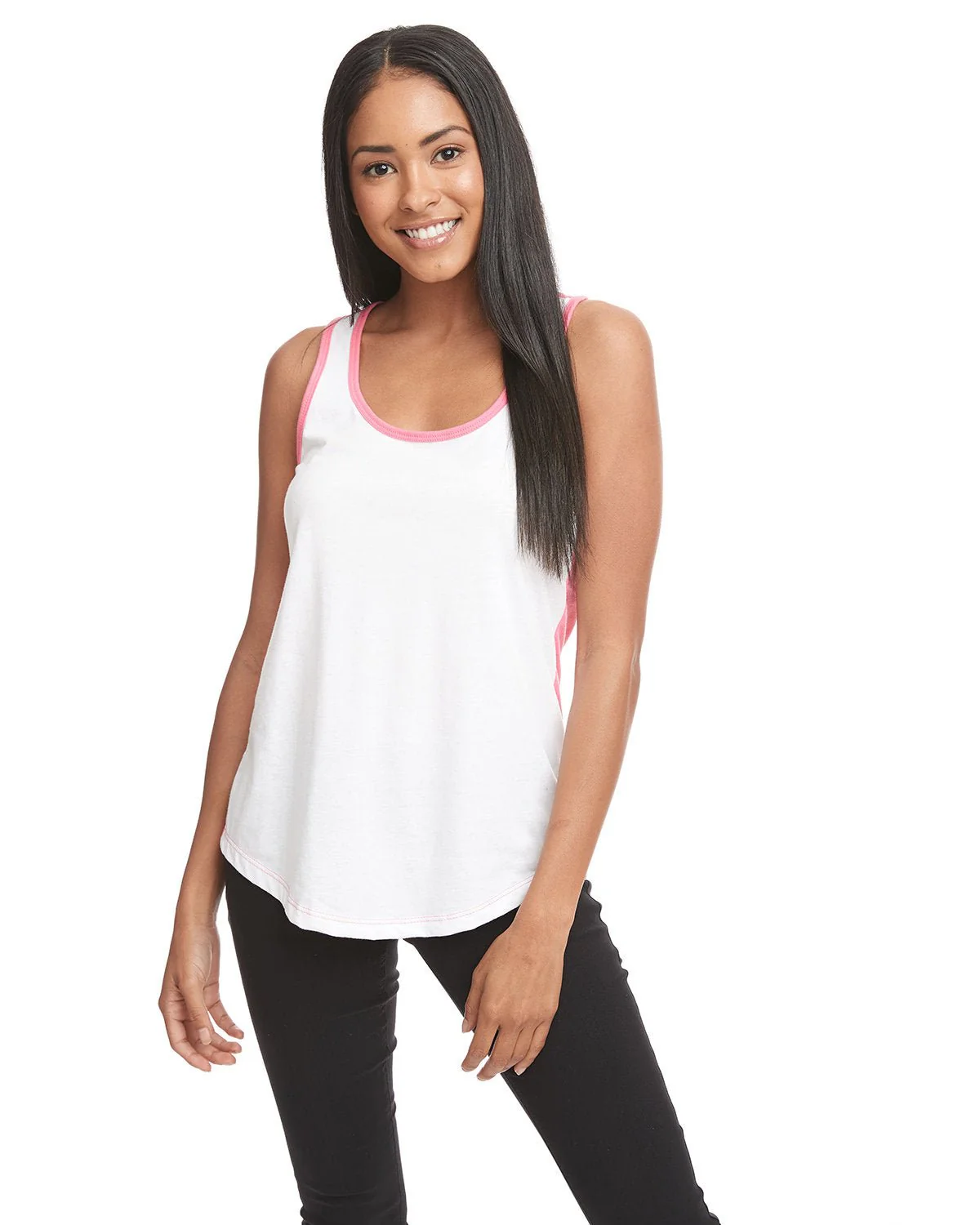 1534-Next Level Apparel-WHITE/ HOT PINK - Cheap-Us