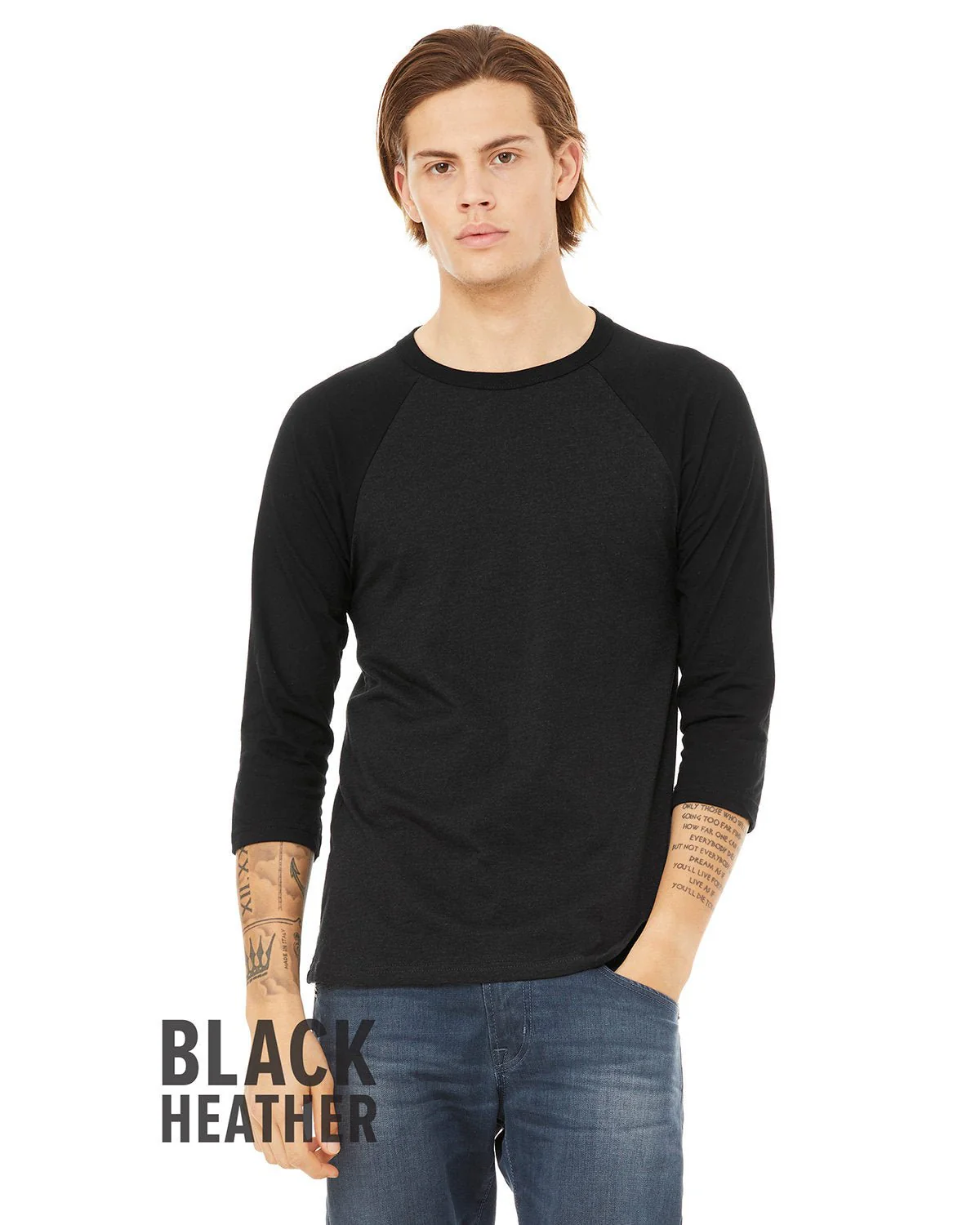 3200-Bella + Canvas-BLK HEATHER/ BLK - Cheap-Us