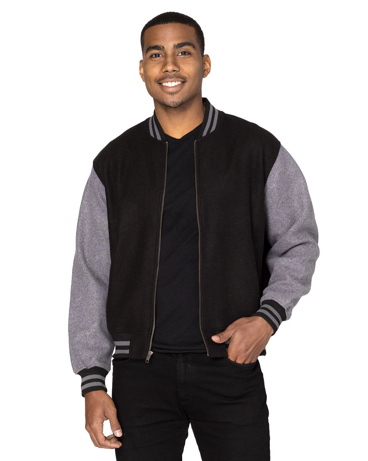 364J-Threadfast Apparel-BLACK/ CHAR HTH - Cheap-Us