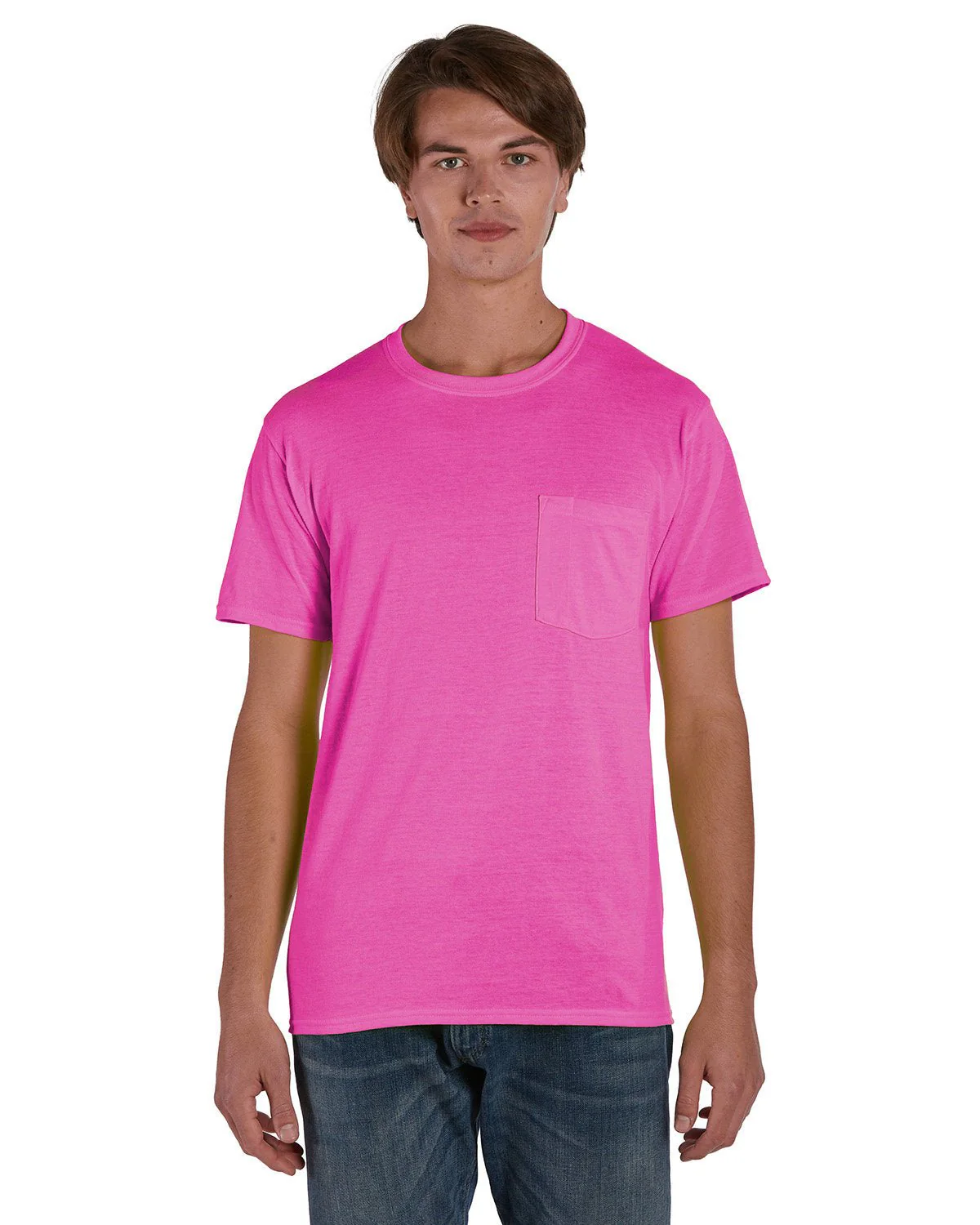 W110-Hanes-SAFETY PINK - Cheap-Us