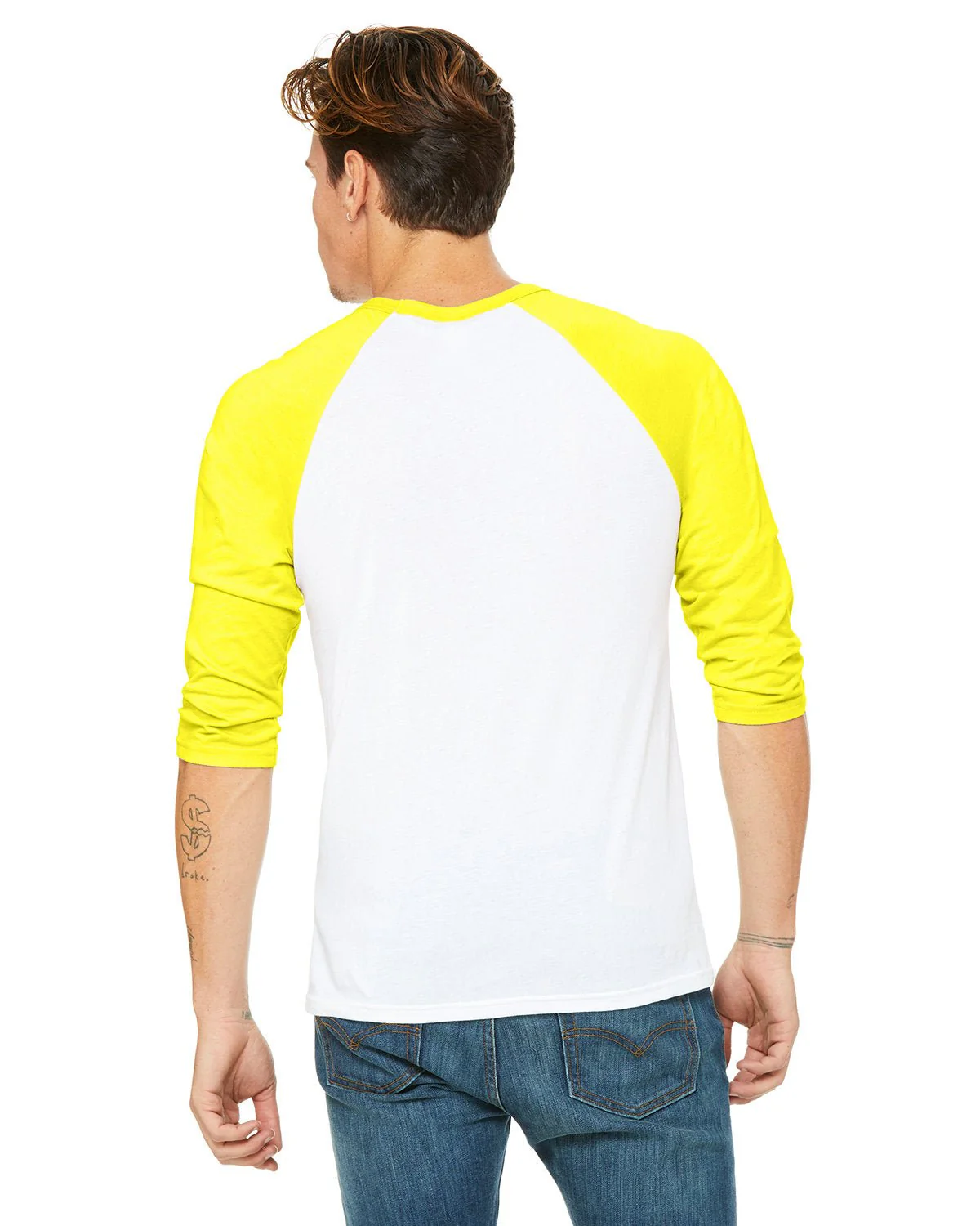 3200-Bella + Canvas-WHT/ NEON YELLOW - Cheap-Us