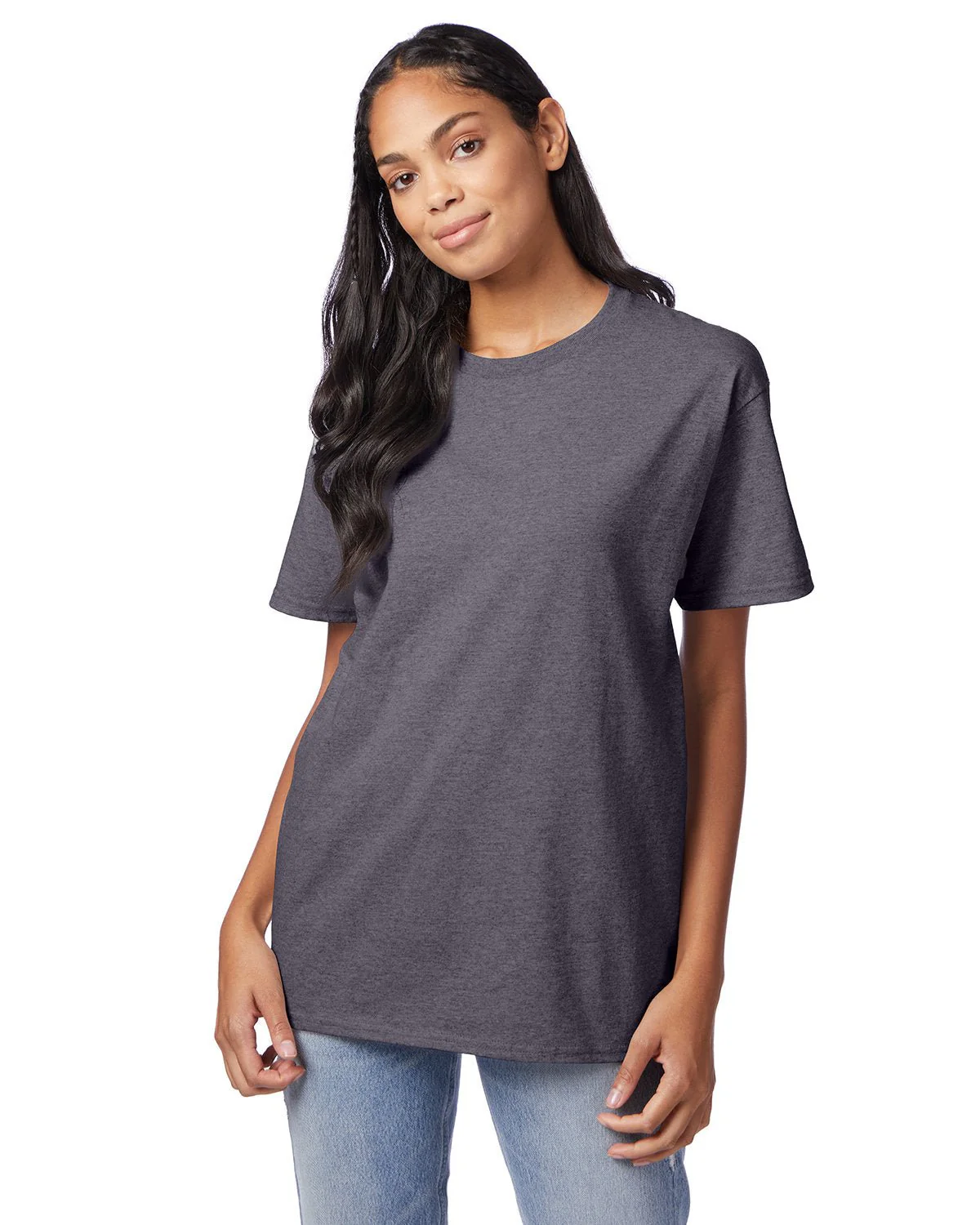 5250T-Hanes-CHARCOAL HEATHER - Cheap-Us