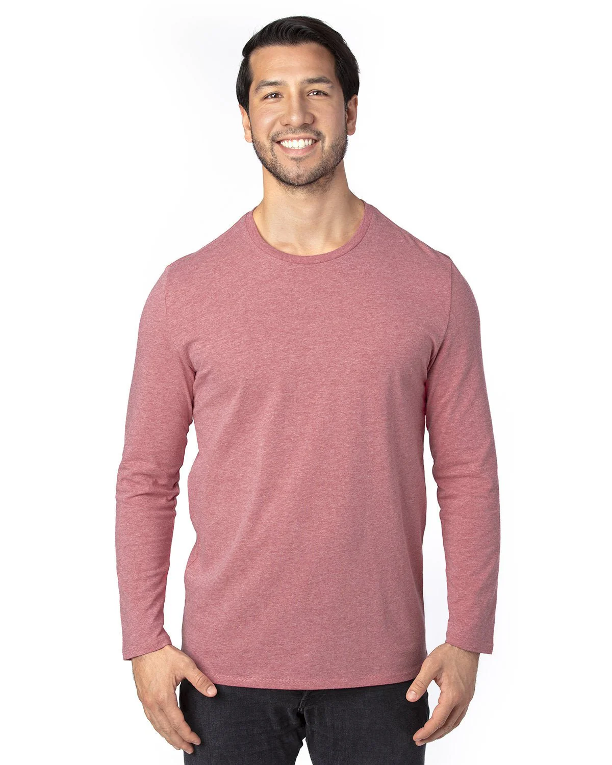 100LS-Threadfast Apparel-MAROON HEATHER - Cheap-Us