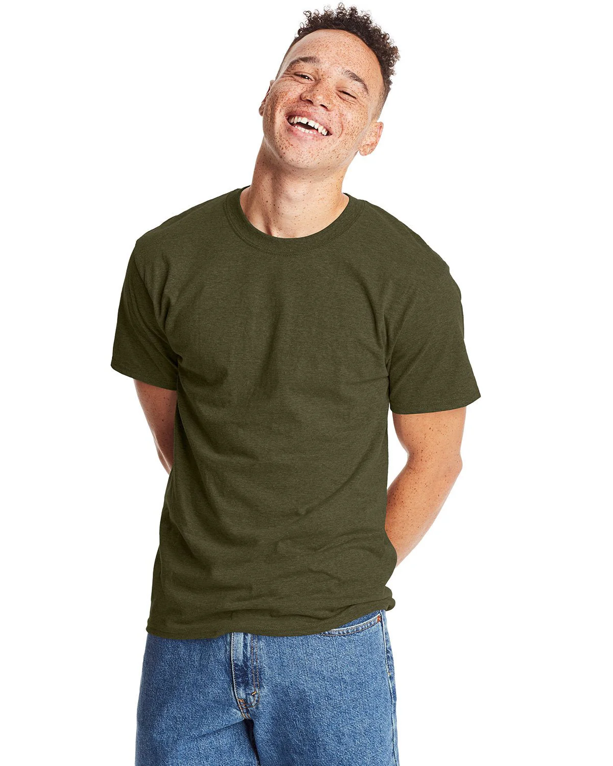 5180-Hanes-MILITARY GRN HTH - Cheap-Us