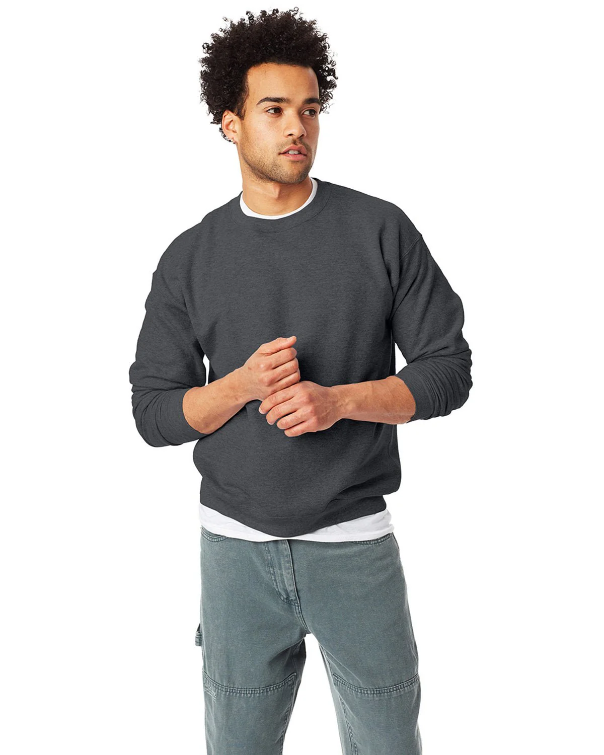 P1607-Hanes-CHARCOAL HEATHER - Cheap-Us