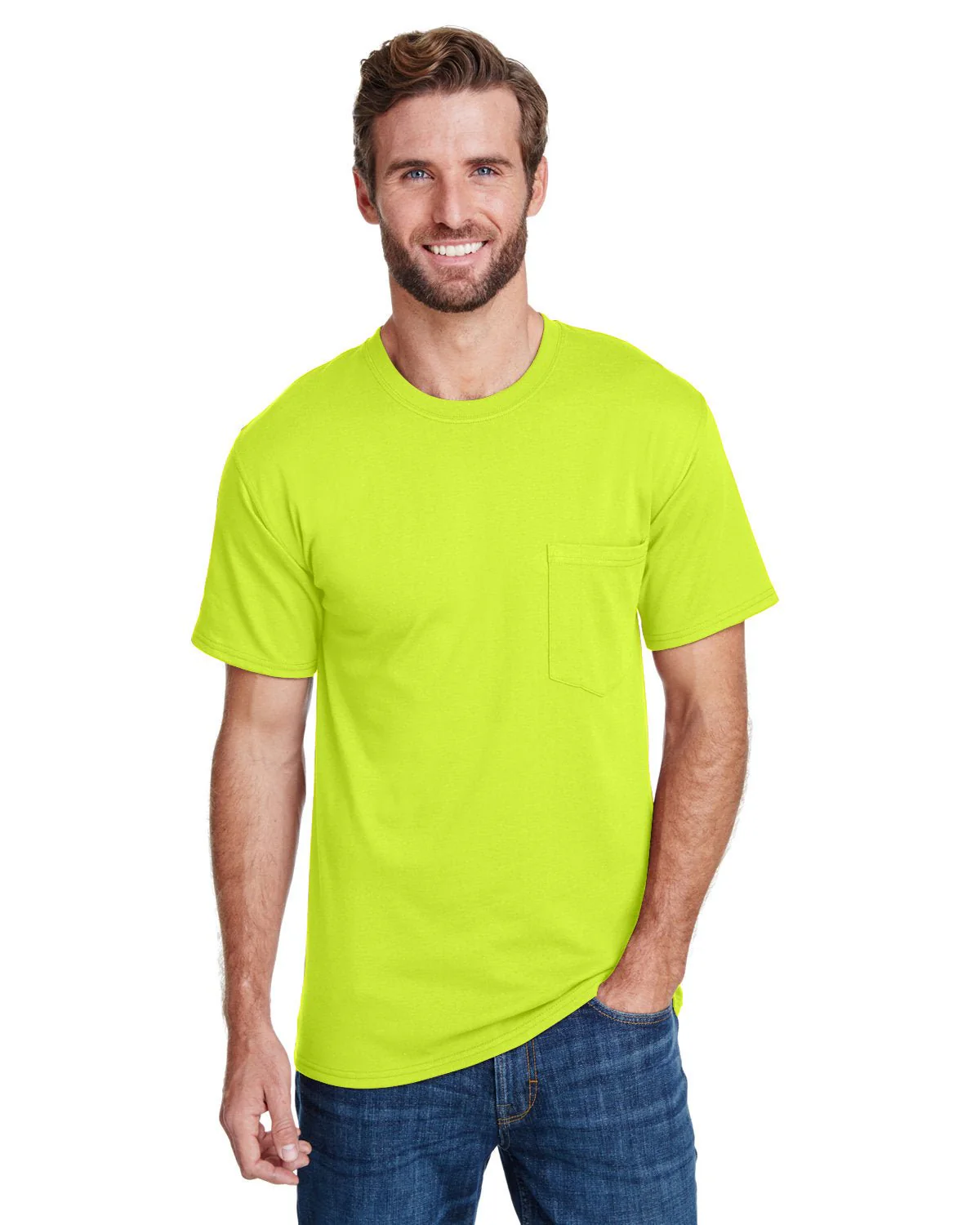 W110-Hanes-SAFETY GREEN - Cheap-Us