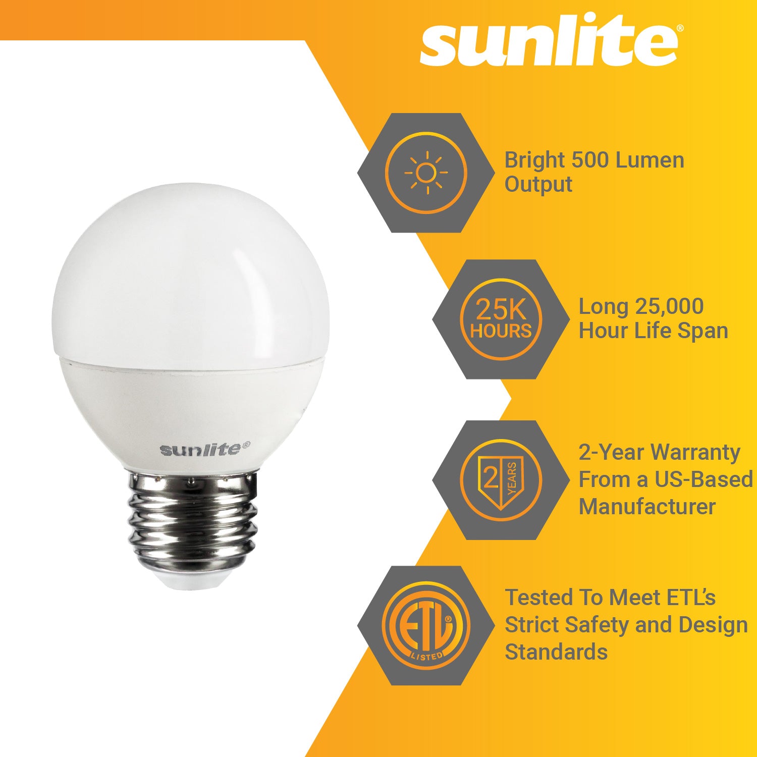 Sunlite LED G16 Globe 7W (60W Equivalent) Light Bulb Medium (E26) Base, Warm White - Cheap-Us
