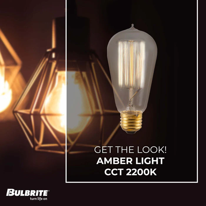 BULBRITE INCANDESCENT ST18 MEDIUM SCREW (E26) 40W DIMMABLE NOSTALGIC LIGHT BULB 2200K/AMBER 4PK (134019) - Cheap-Us