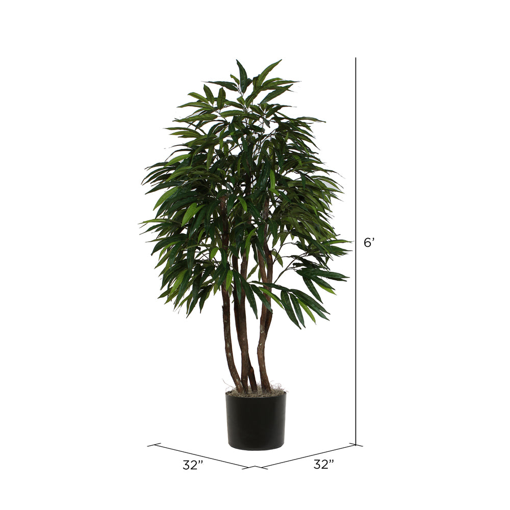 Vickerman 6' Artificial Mango Executive Black Plastic Pot - Cheap-Us