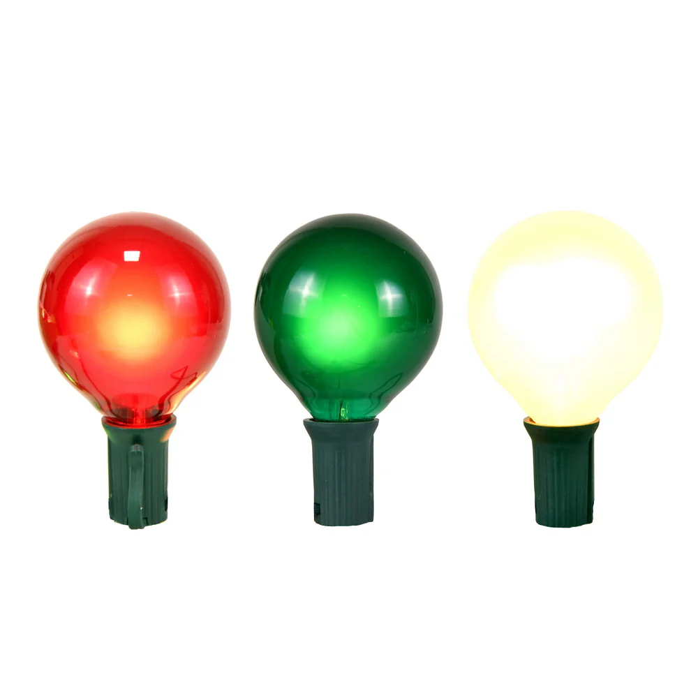 Vickerman 15 Satin Red-White-Green G50 Light on Green Wire 10' Christmas Light Strand - Cheap-Us