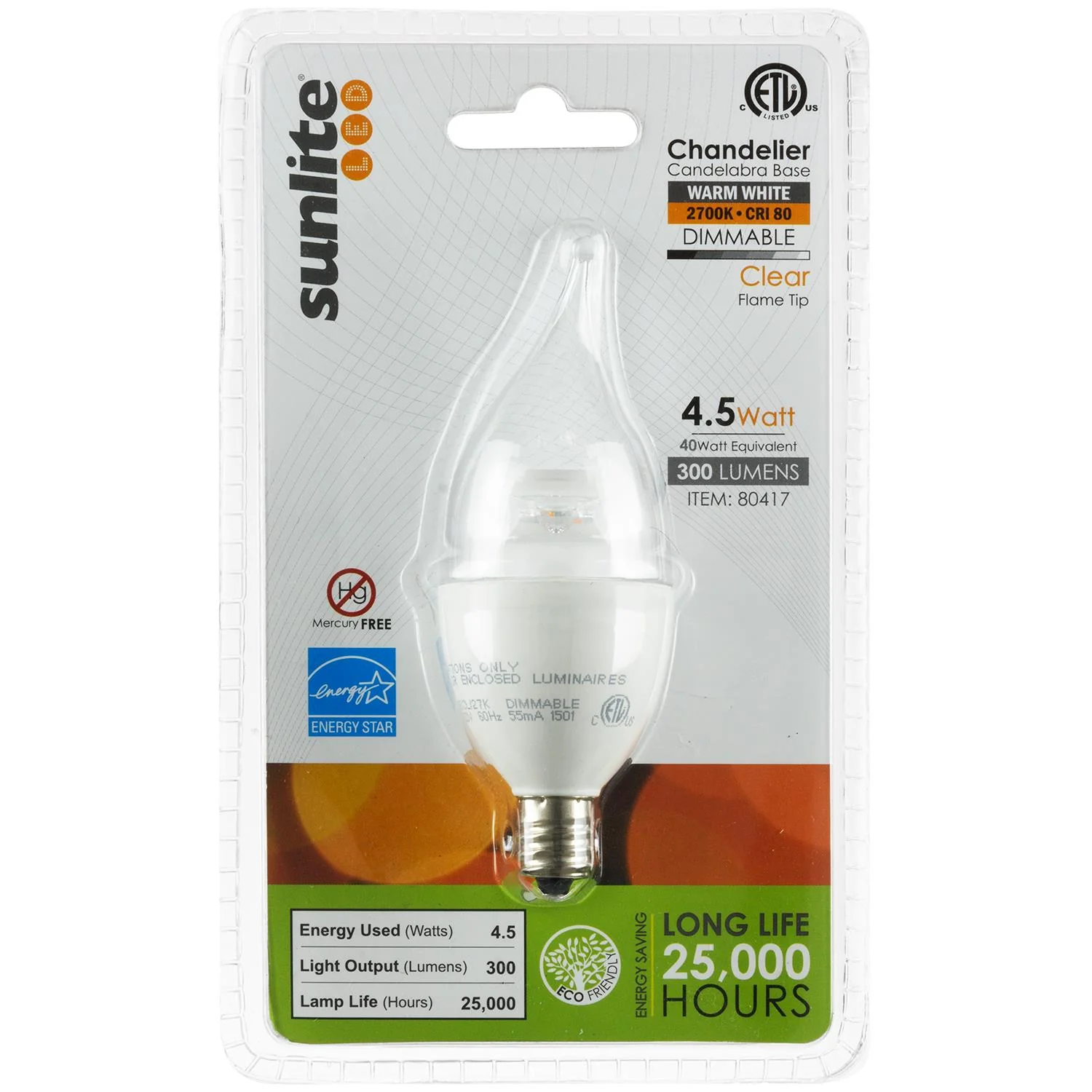 Sunlite LED Torpedo Tip Chandelier 4.5W (40W Equivalent) Light Bulb Candelabra (E12) Base, Warm White - Cheap-Us