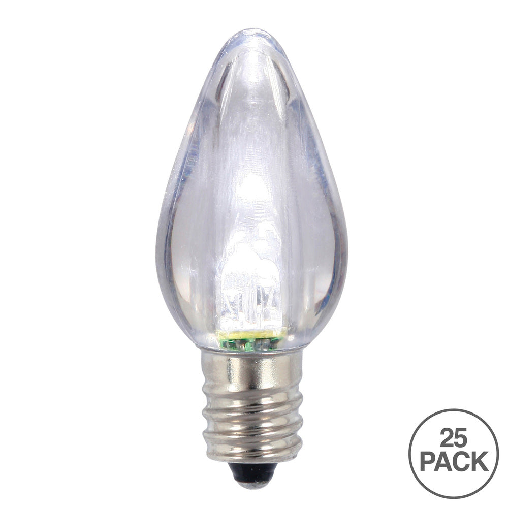 Vickerman C7 Twinkle Transparent Plastic LED Cool White Dimmable Bulb, 25 per Pack. - Cheap-Us