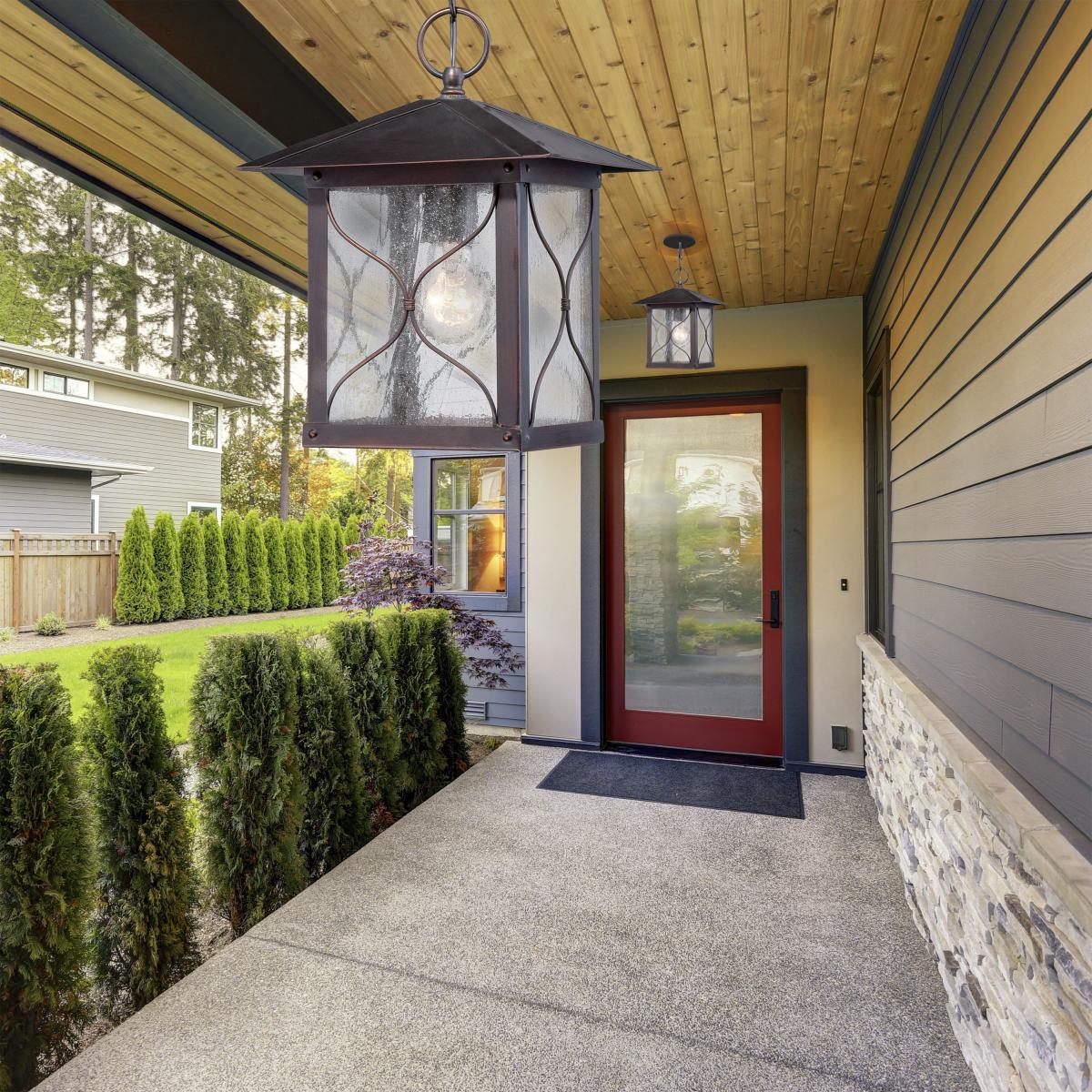 60-5614 VEGA 1 LT OUTDOOR HANGING Vega -1 Light - Hanging Lantern with Clear Seed Glass - Classic Bronze Finish - Cheap-Us