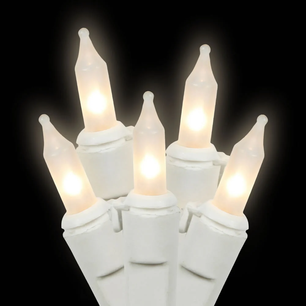 Vickerman 100 Frosted White Mini Light on White Wire, 33' Long Christmas Light Strand- 2 Pack - Cheap-Us