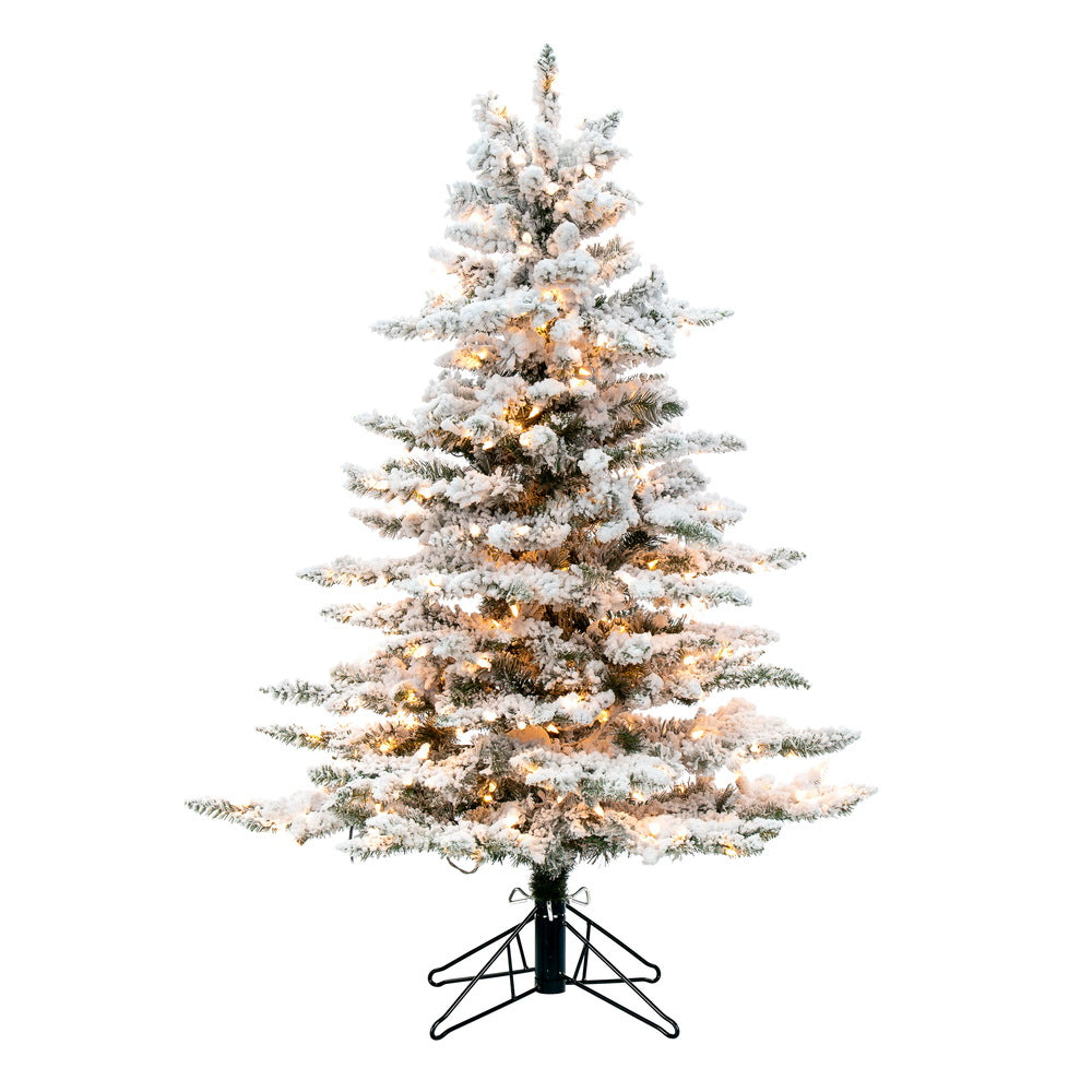 Vickerman 4.5' Flocked Utica Fir Artificial Christmas Tree Clear Lights - Cheap-Us