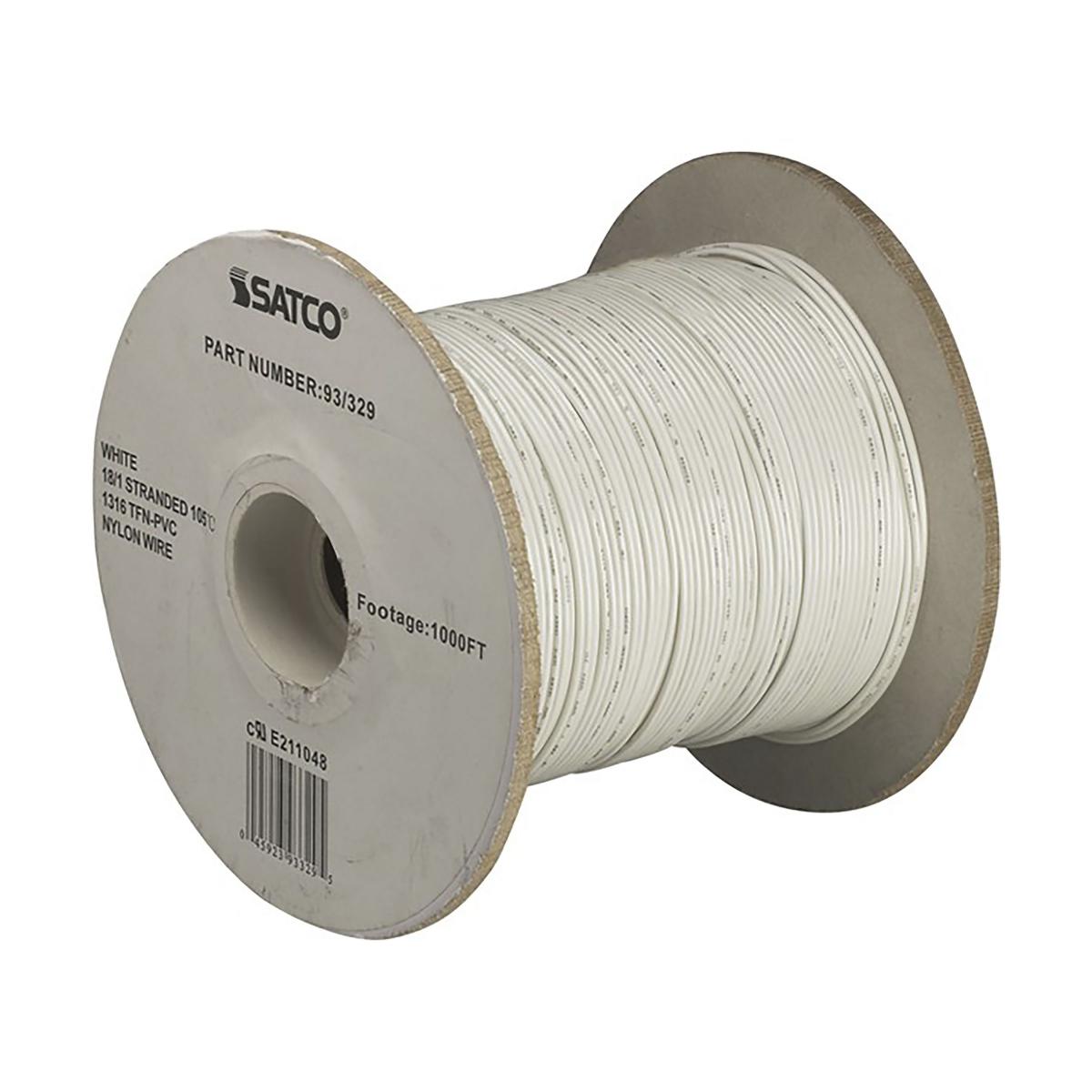 93-329 18/1 STRANDED TFNN 105DEG Lighting Bulk Wire; 18/1 Stranded UL 1316 105C AWM TFN-PVC Nylon; 1000 Foot/Spool; White - Cheap-Us