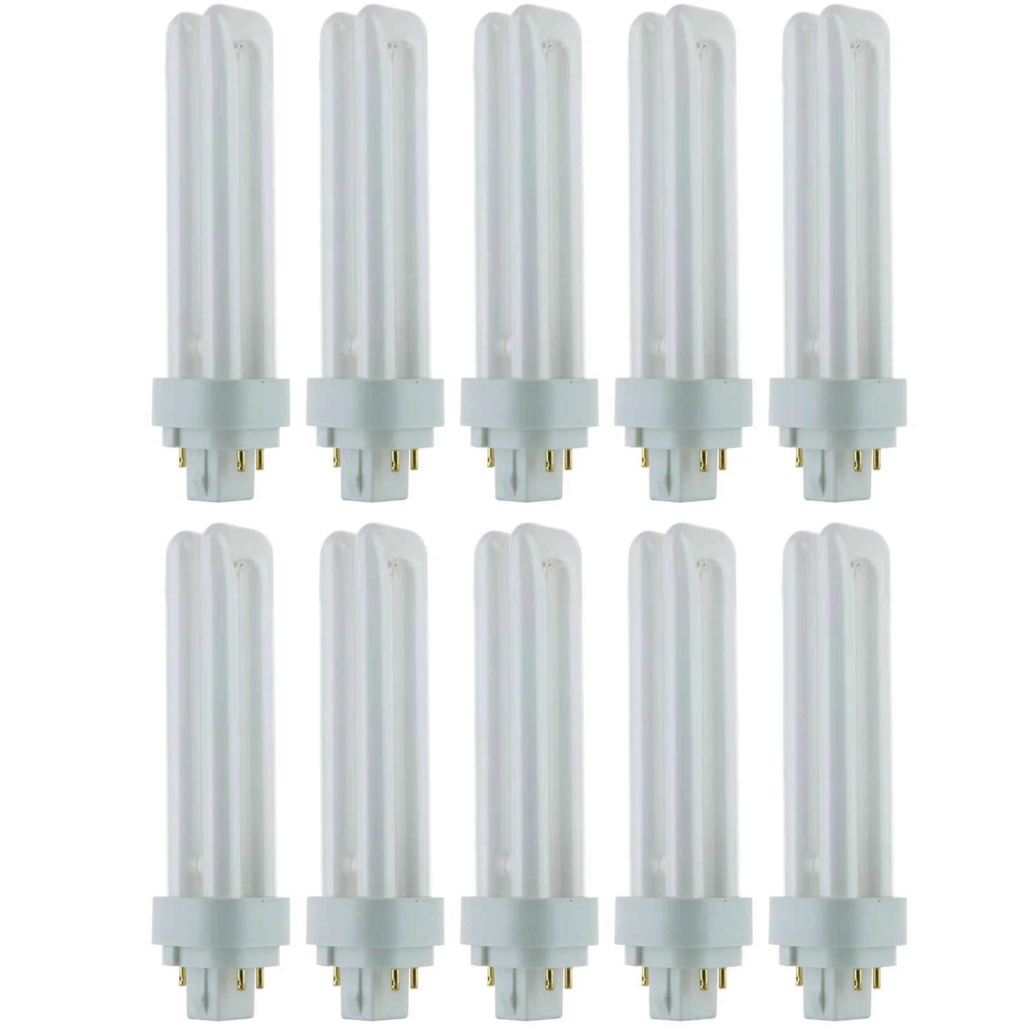Sunlite PLD18/E/SP35K/10PK 3500K Neutral White Fluorescent 18W PLD Double U-Shaped Twin Tube CFL Bulbs with 4-Pin G24q-2 Base (10 Pack) - Cheap-Us