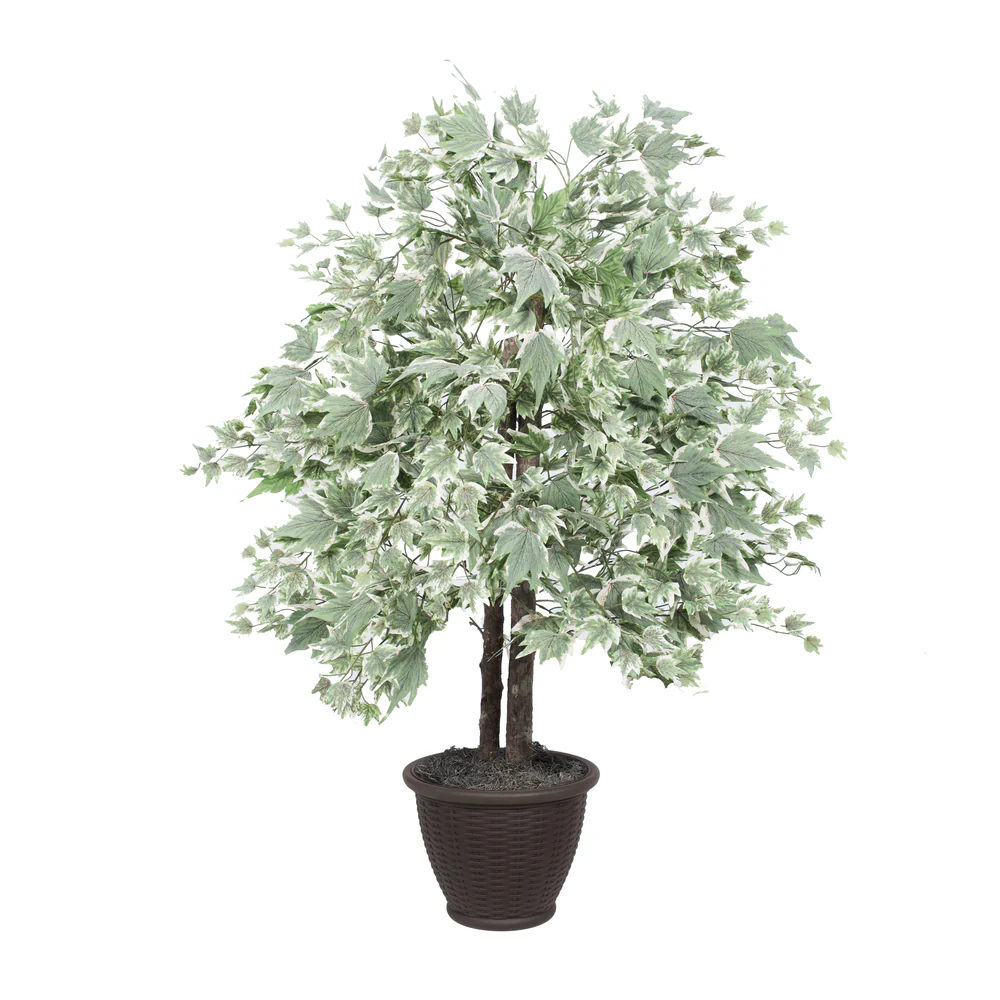 Vickerman 4' Artificial Silver Maple Bush Brown Plastic Container. - Cheap-Us