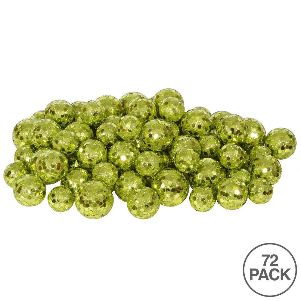 Vickerman 20MM/25MM/30MM Lime Glitter Polystyrene Ball Christmas Ornament 72 per Bag - Cheap-Us