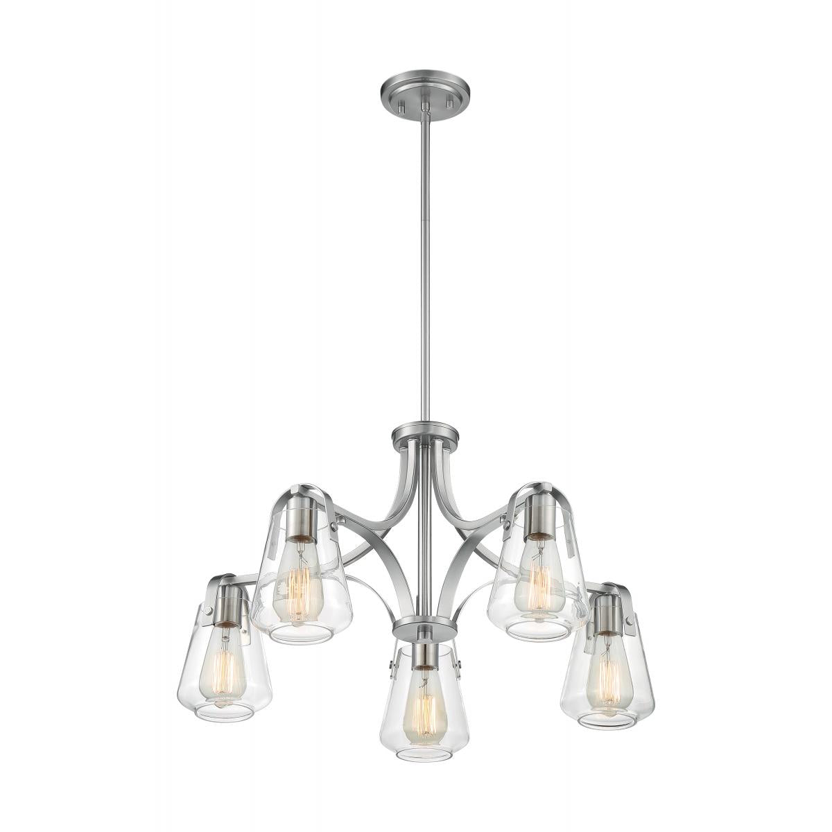Satco Nuvo Skybridge 5 Light Chandelier With Clear Glass - Cheap-Us