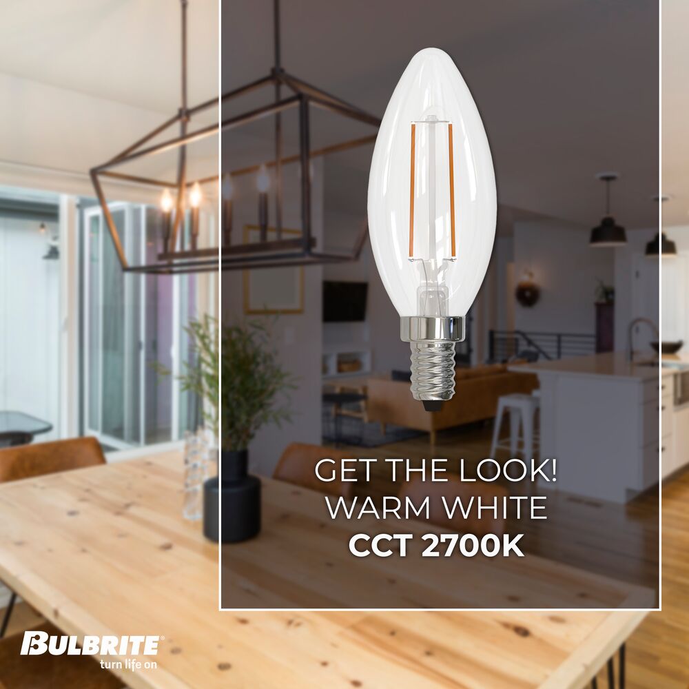 Bulbrite LED Filament B11 Dimmable Candelabra Screw Base (E12) Light Bulb 40 Watt Equivalent 2700K, Clear 48-Pack - Cheap-Us