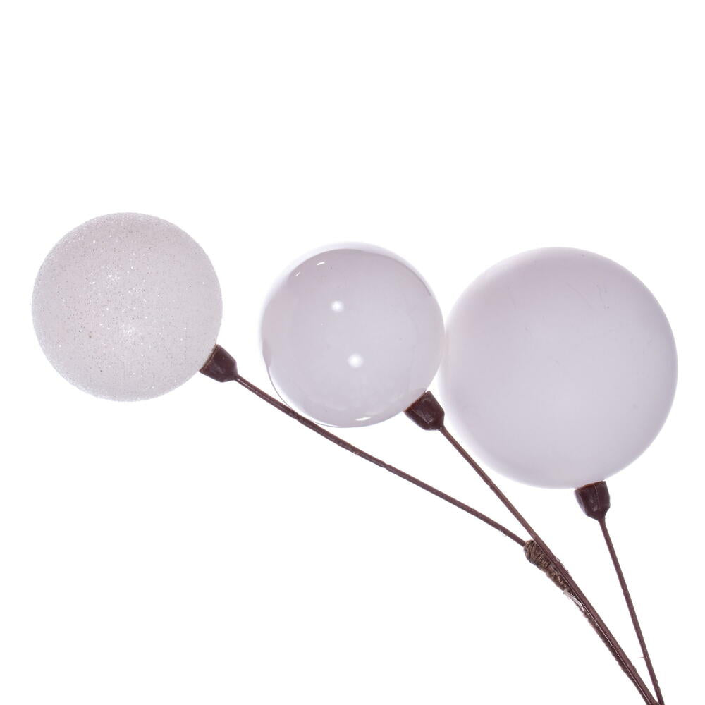 Vickerman 10' White Assorted Finish Branch Ball Ornament Garland. - Cheap-Us