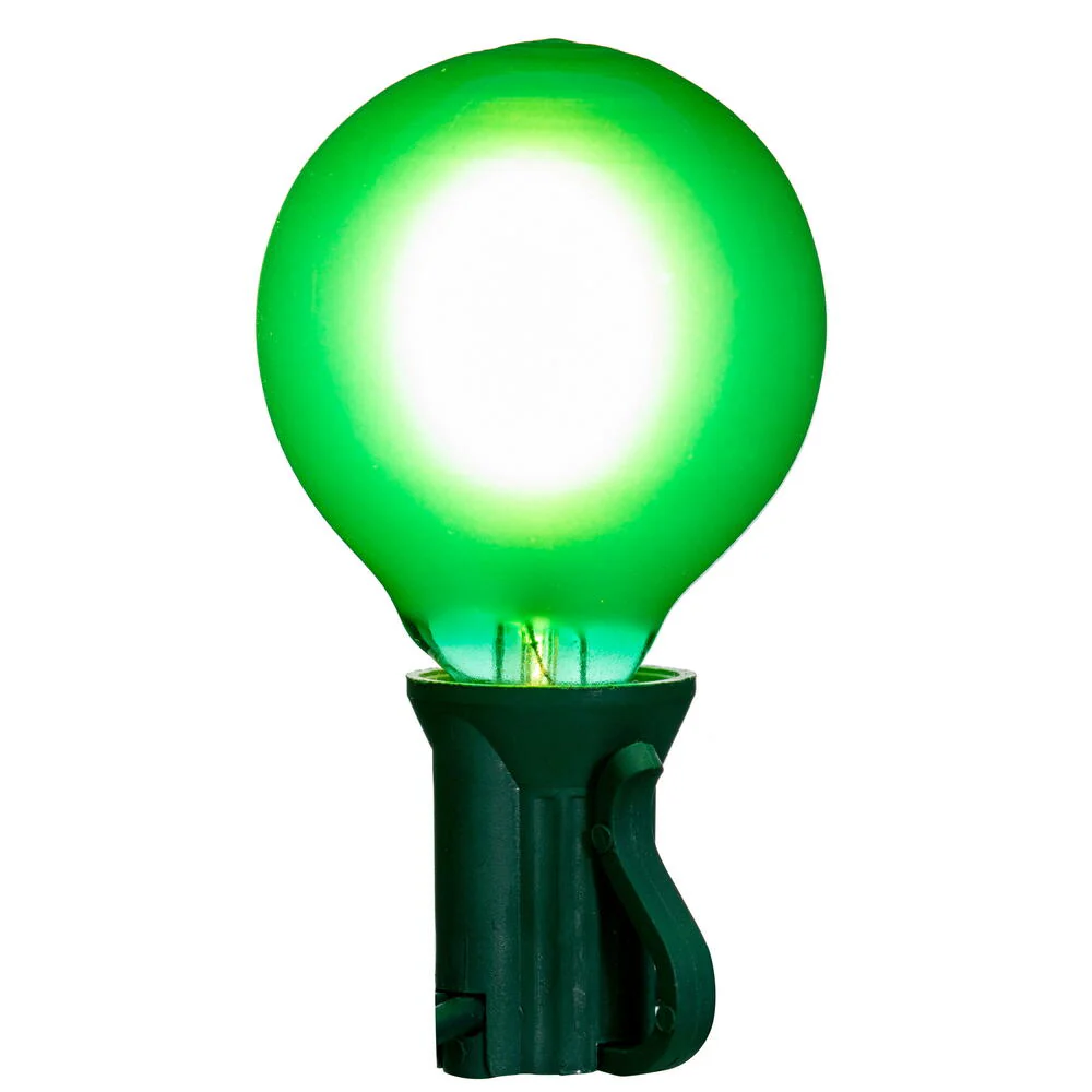 Vickerman 18Lt Green LED Glass G40-E12 Filament End-Connecting Set with Green 20AWGXTW Wire and 6