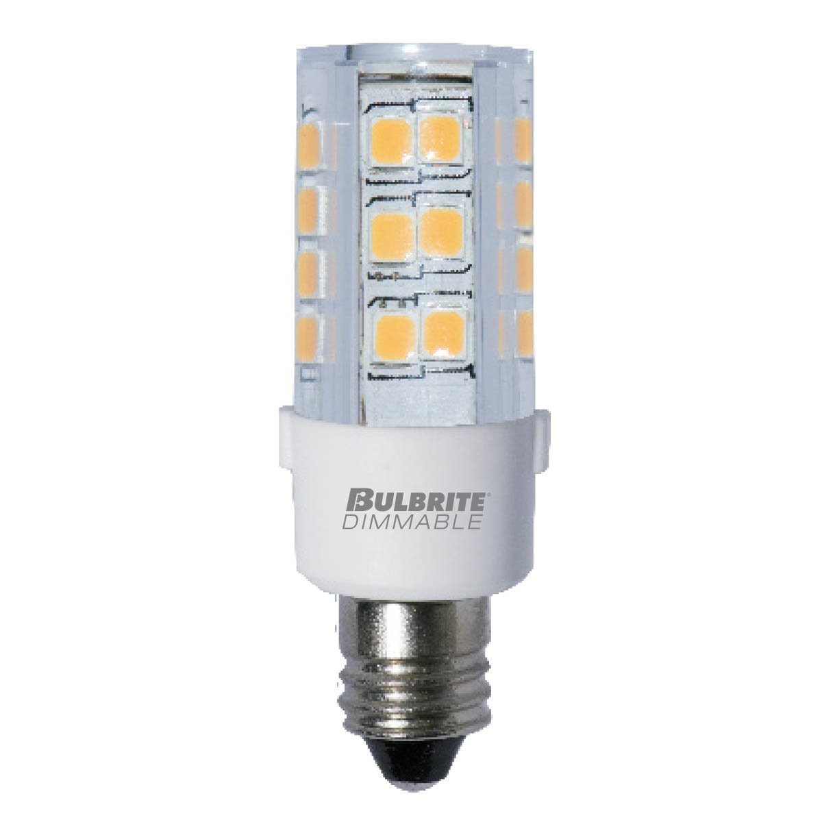BULBRITE LED T4 MINI-CANDELABRA SCREW (E11) 4.5W DIMMABLE LIGHT BULB 2700K/WARM WHITE 35W INCANDESCENT EQUIVALENT 2PK (770592) - Cheap-Us