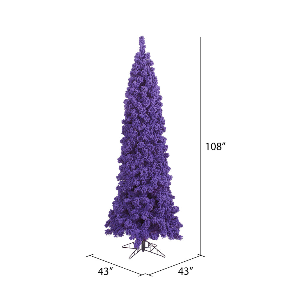 Vickerman 9' Flocked Purple Pencil Fir Artificial Christmas Tree Unlit - Cheap-Us