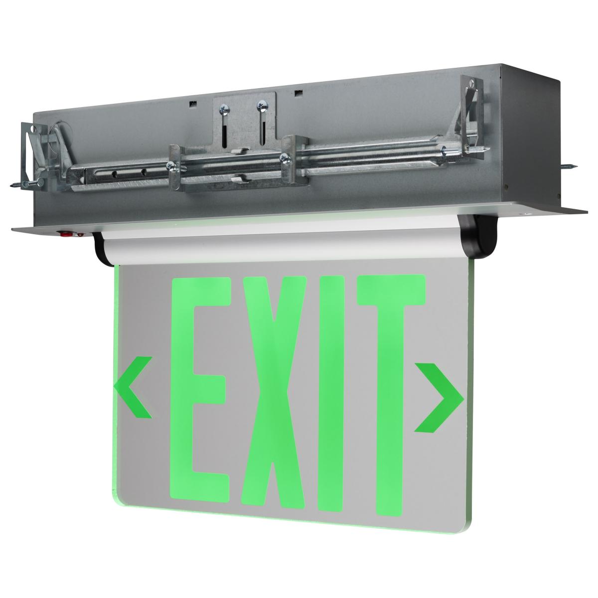 Satco Nuvo Green (Clear/Mirror) Edge-Lit LED Exit Sign 90-Minute NiCad Battery Backup, 2.94W, 120/277V, Single/Dual Face, Top/Back/End Mounting - Cheap-Us