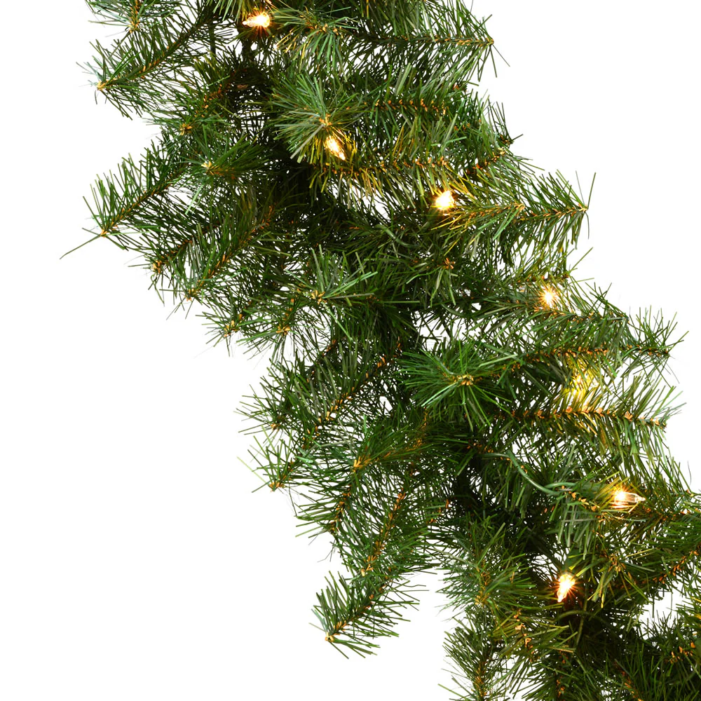 Vickerman 9' Canadian Pine Artificial Christmas Garland Clear Incandescent Mini Lights - Cheap-Us