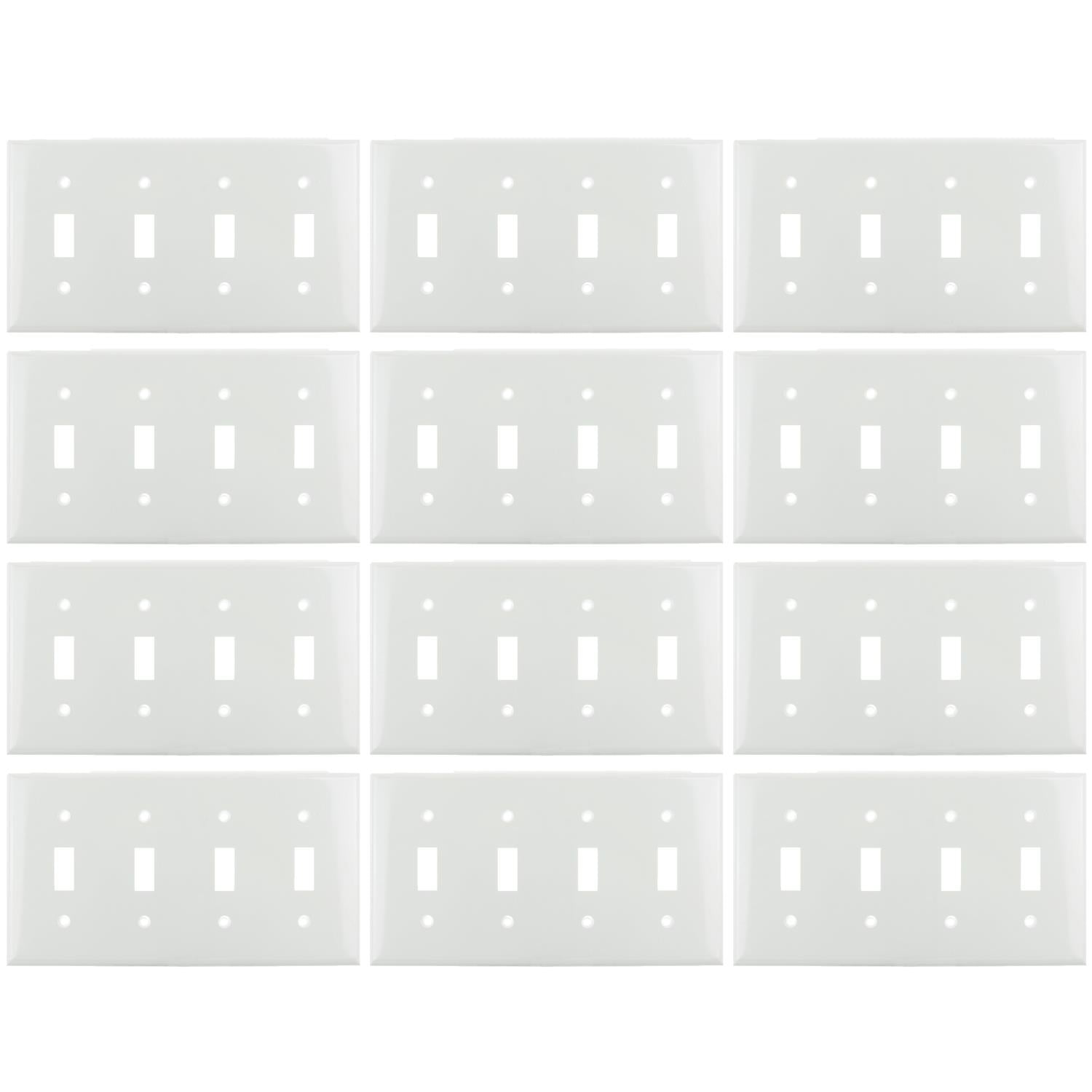 Sunlite E104/W 4 Gang Toggle Switch Plate, White - Cheap-Us