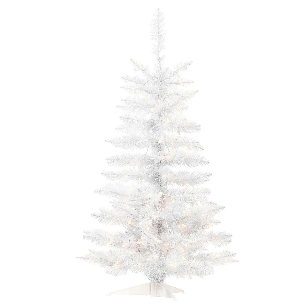 Vickerman 3.5' Sparkle White Spruce Artificial Christmas Tree Pure White LED Lights - Cheap-Us