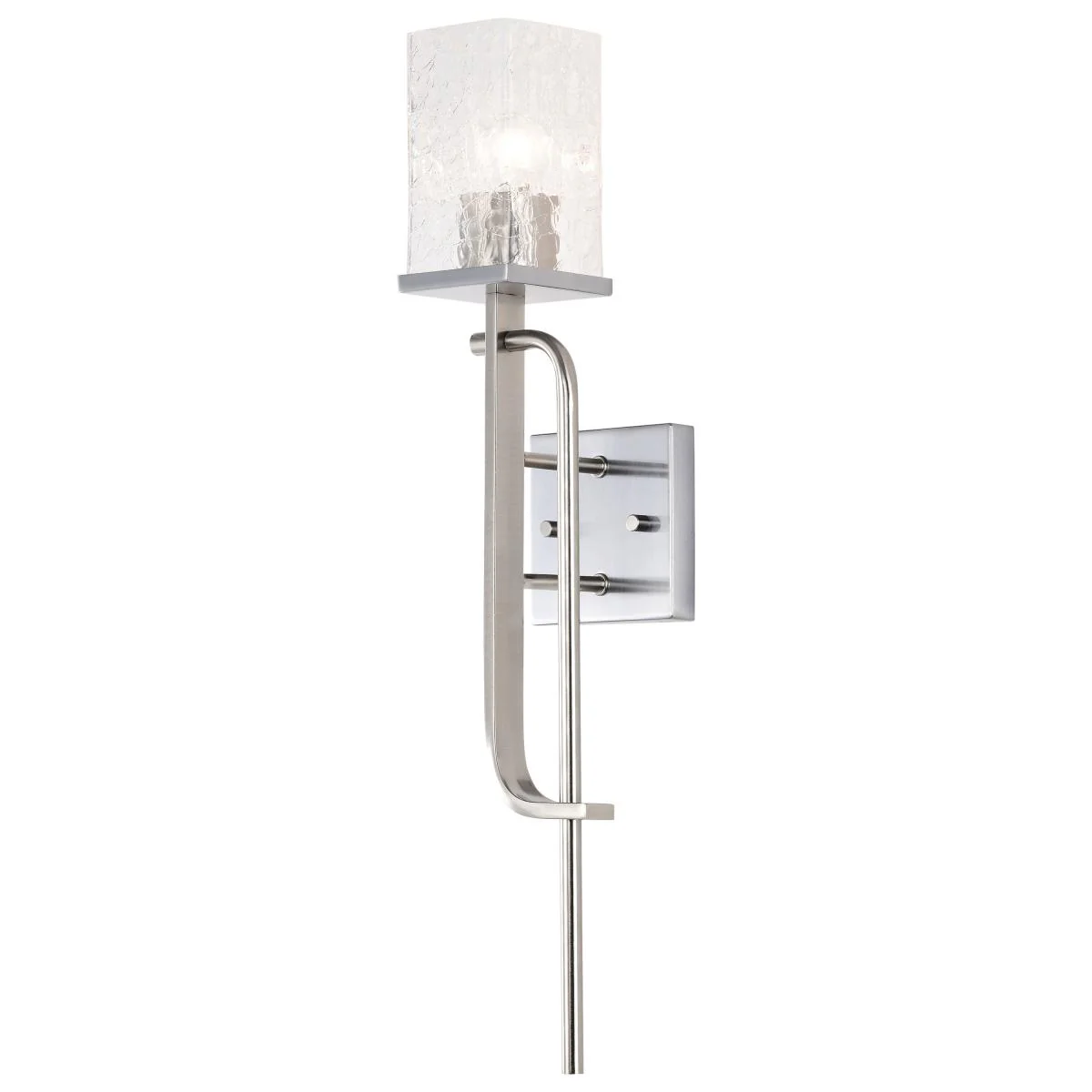 60-7747 TERRACE 1 LIGHT WALL SCONCE Terrace 1 Light Wall Sconce; Polished Nickel Finish; Crackel Glass - Cheap-Us