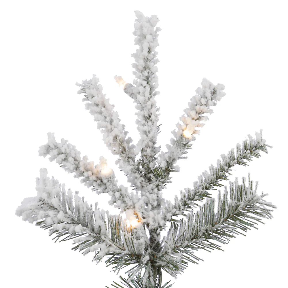 Vickerman 7.5' Flocked Sierra Fir Slim Artificial Christmas Tree Pure White Single Mold LED lights - Cheap-Us