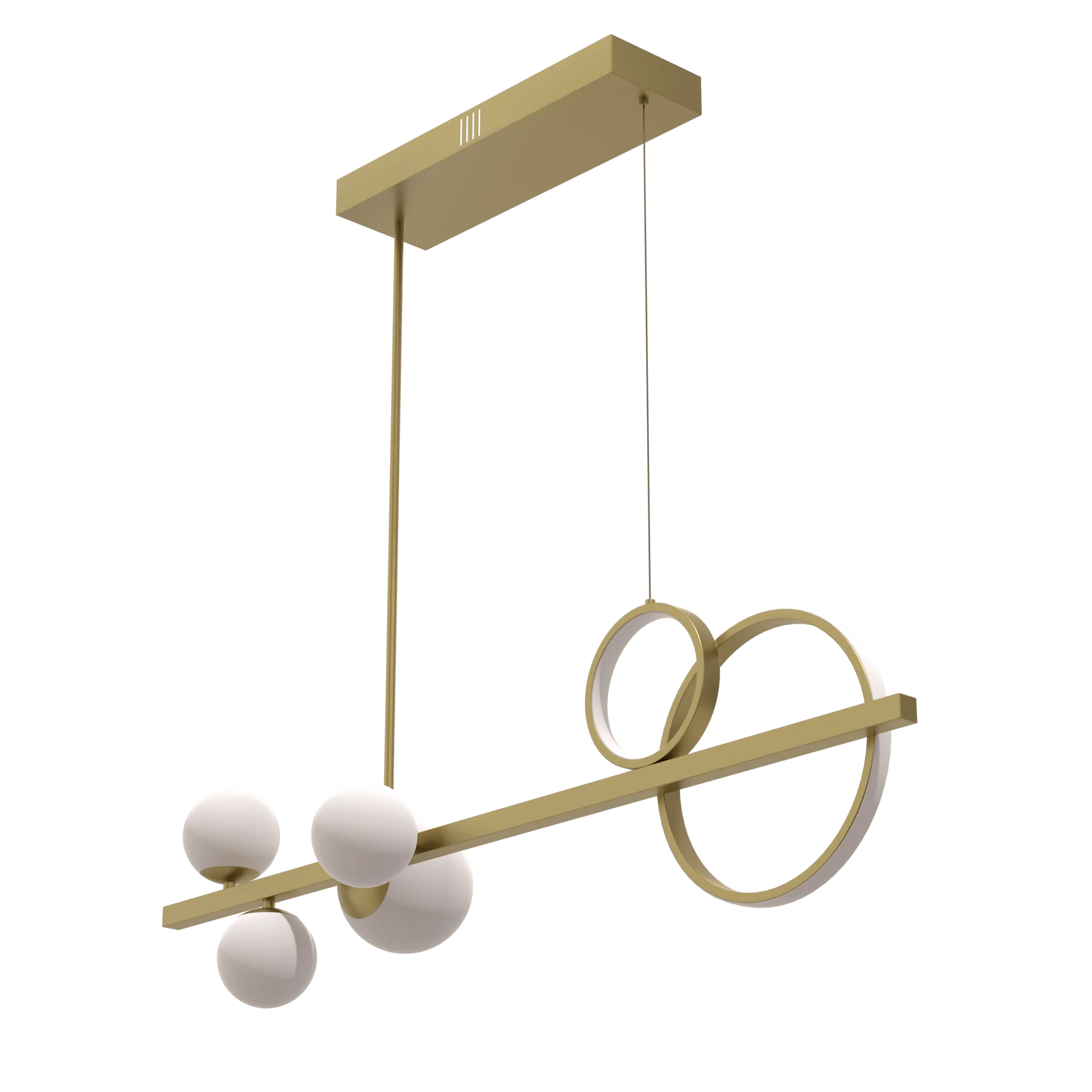 Anna LED Modern Geometric Chandelier Fixture Gold with Frosted Glass Shades - Cheap-Us