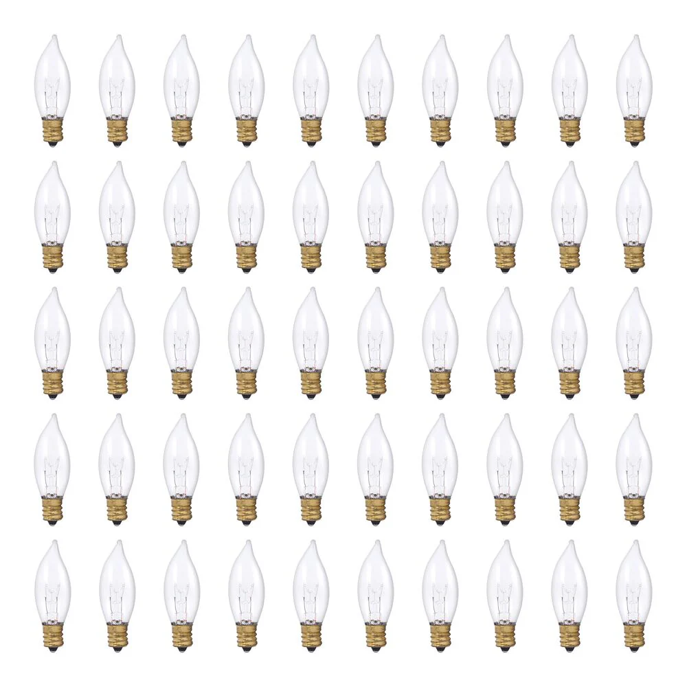 Bulbrite Pack of (50) 15 Watt Dimmable Clear CA8 Incandescent Light Bulbs with Candelabra (E12) Base, 2700K Warm White Light - Cheap-Us