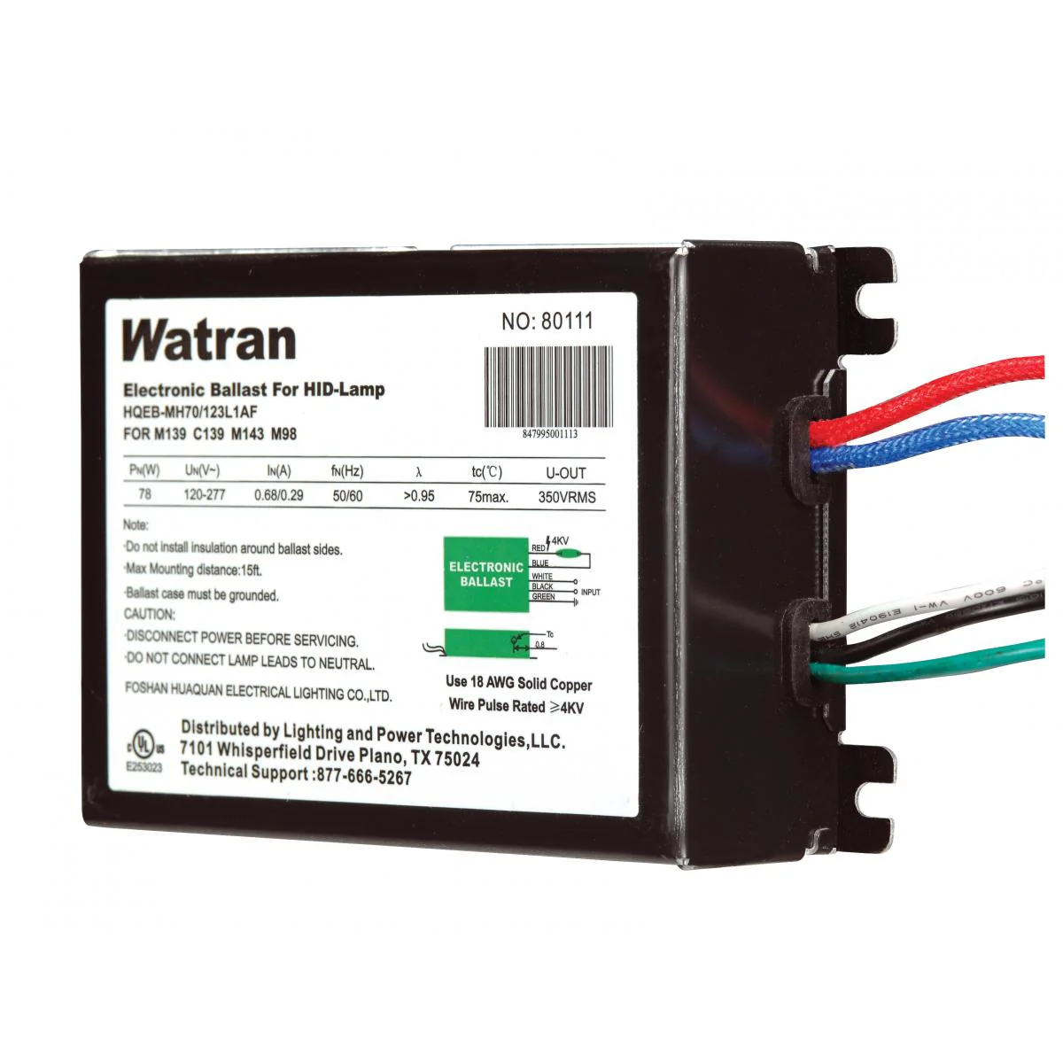 S6799 QTP1X70MH UNV SQ Electronic Ballast HQEB/MH70/123L1AF UNV RECTANGLE MC70 FCAN CMH70 - Cheap-Us