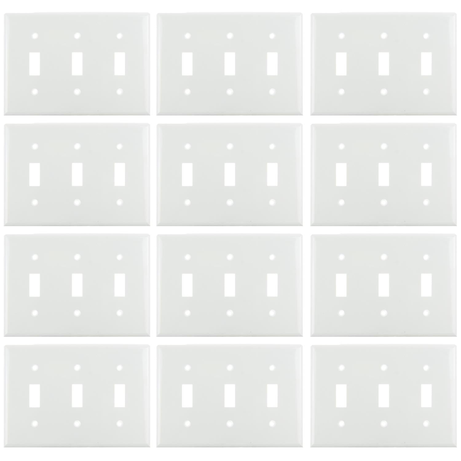 Sunlite E103/W 3 Gang Toggle Switch Plate, White - Cheap-Us