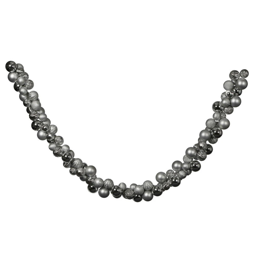 Vickerman 7' Silver Assorted Ornament Garland - Cheap-Us