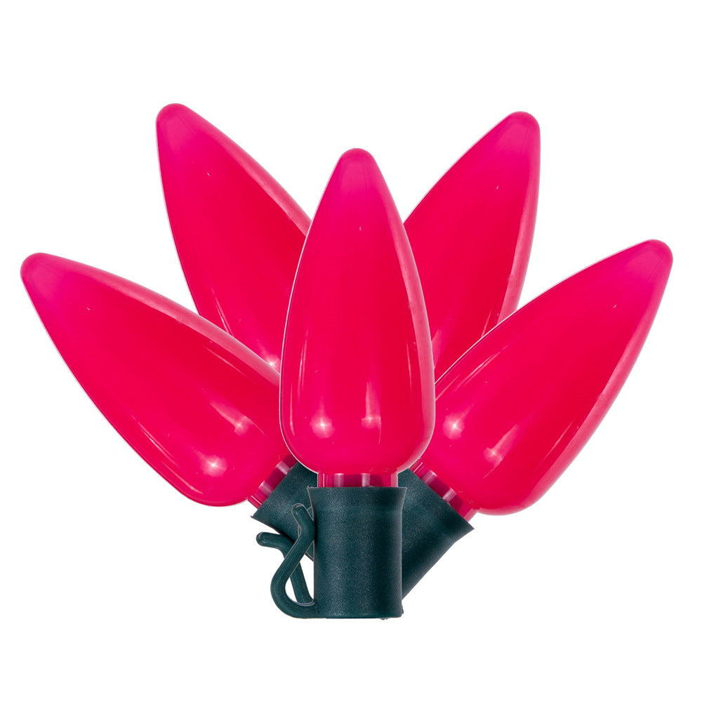Vickerman 25 Pink Ceramic C9 LED Light on Green 22AWG Wire 25'. - Cheap-Us