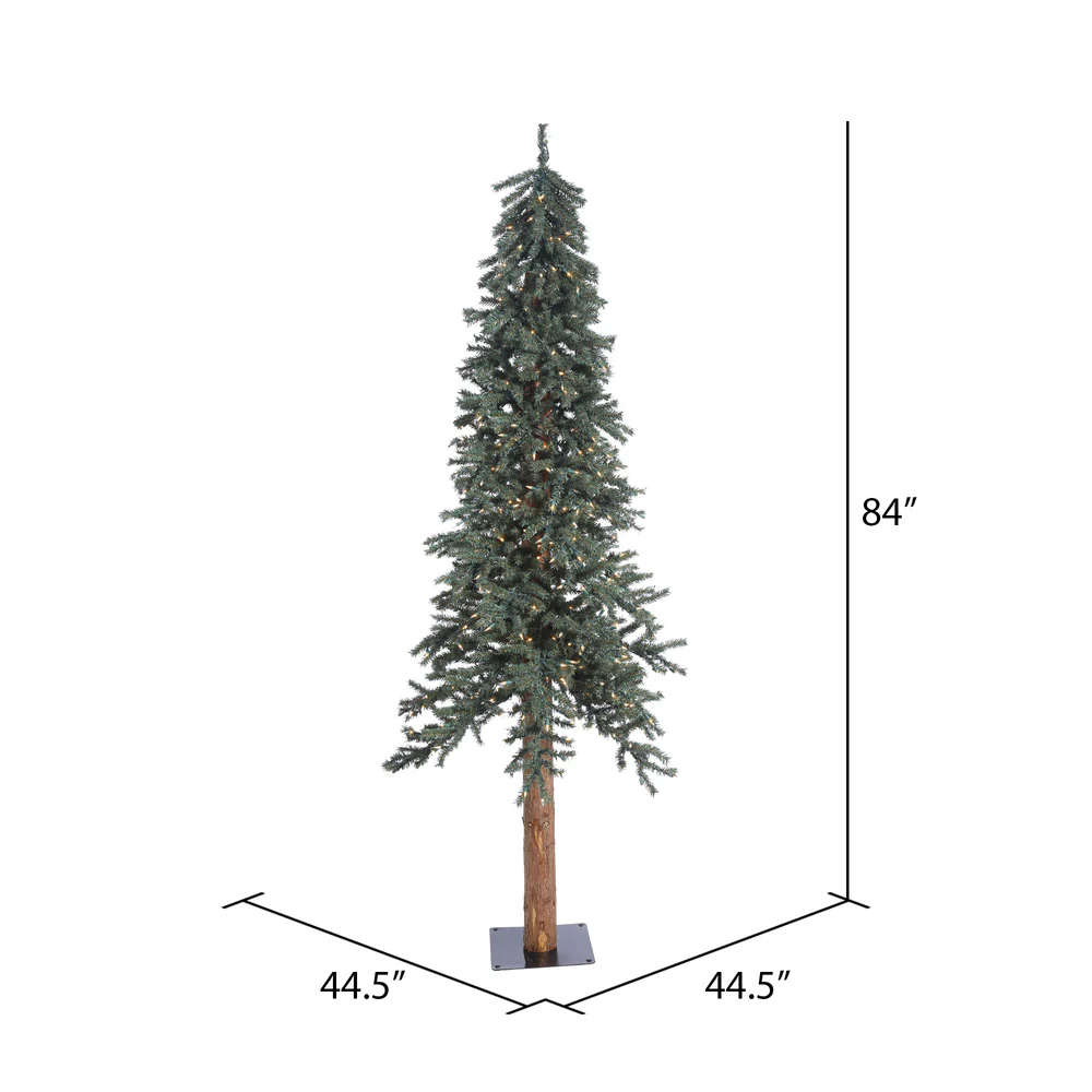 Vickerman 7' Natural Bark Alpine Artificial Christmas Tree Warm White Dura-lit LED Lights - Cheap-Us