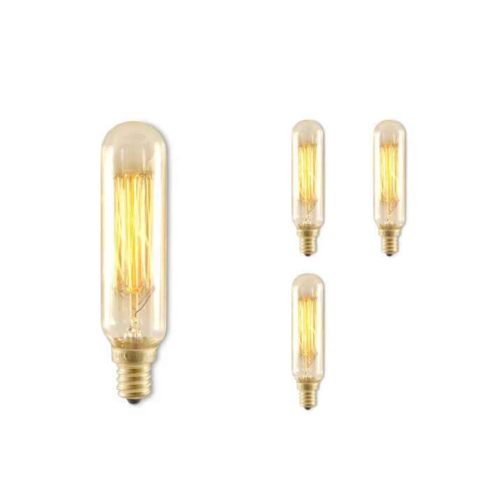 BULBRITE INCANDESCENT T6 CANDELABRA SCREW (E12) 25W DIMMABLE NOSTALGIC LIGHT BULB 2200K/AMBER 4PK (132506) - Cheap-Us