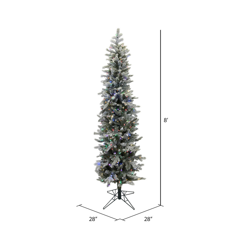 Vickerman 8' Frosted Glitter Tannenbaum Pine Artificial Christmas Tree, Multi-Colored LED Lights - Cheap-Us