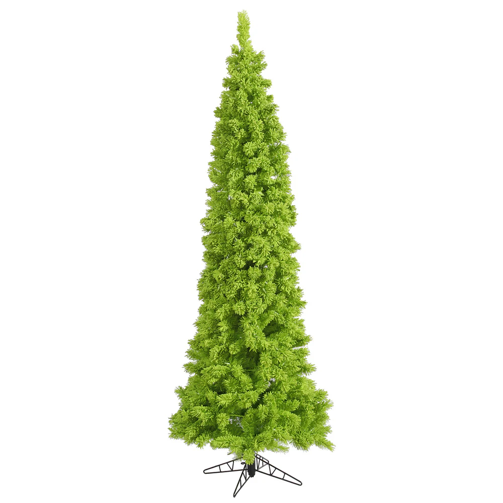 Vickerman 7.5' Flocked Lime Pencil Fir Artificial Christmas Tree Unlit - Cheap-Us