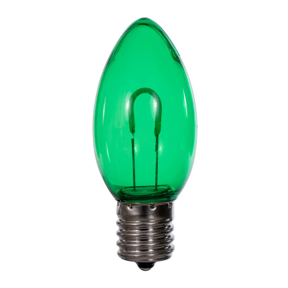 Vickerman C9 Transparent U-Shaped Filament Green Bulb, E17 Base, .6 Watts, 25 Pcs Assorted/Bag.  Colors included are Blue, Red, Green, Purple and Amber. - Cheap-Us