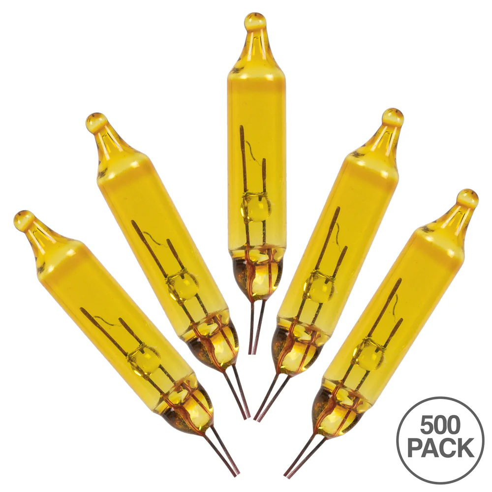 Vickerman Yellow Glass Incandescent Mini Bulb with Pinched Base 3.5 Volt 125mA 500/Bag - Cheap-Us