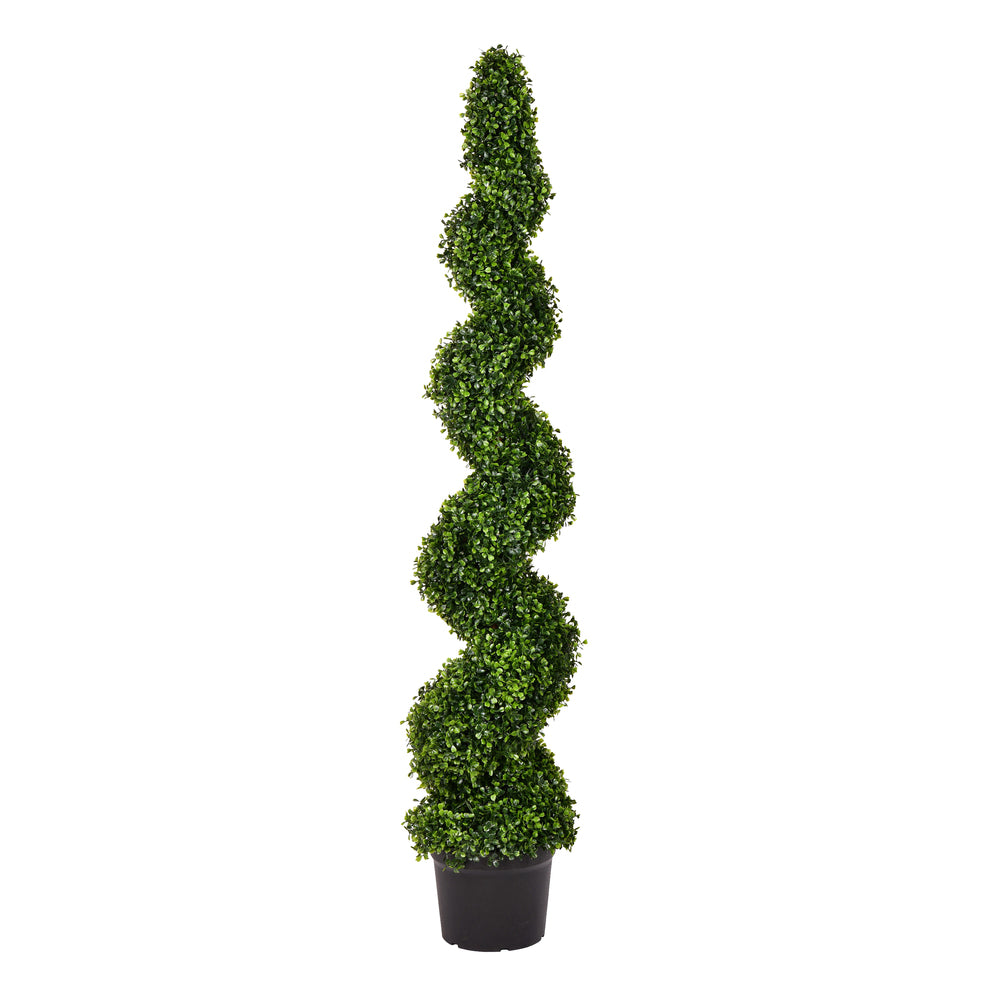 Vickerman 5' Artificial Potted Green Boxwood Spiral Tree. - Cheap-Us