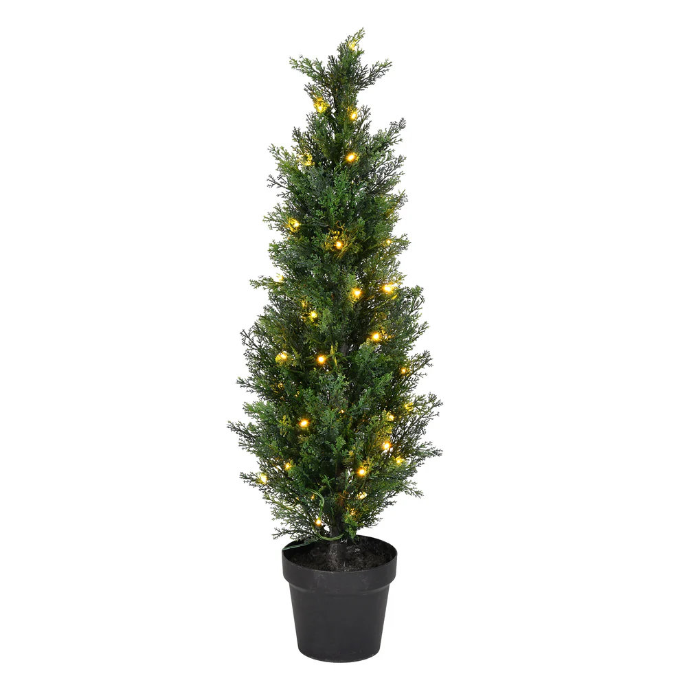 Vickerman 3' Artificial Potted Green Cedar Tree. - Cheap-Us