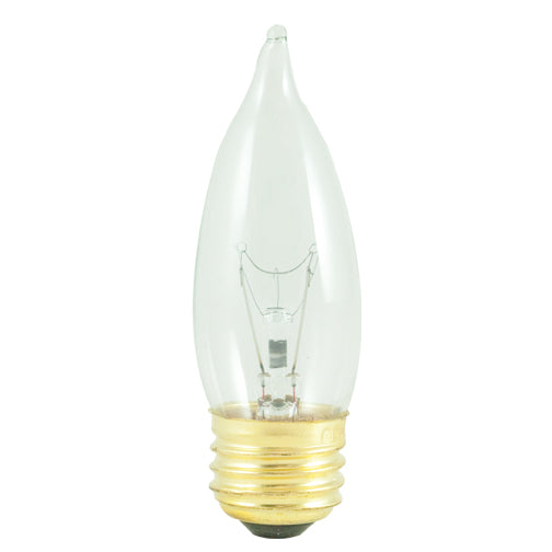 Bulbrite 40EFC/3 40 Watt Incandescent CA10 Flame Tip Chandelier Bulb, Medium Base, Clear - Cheap-Us